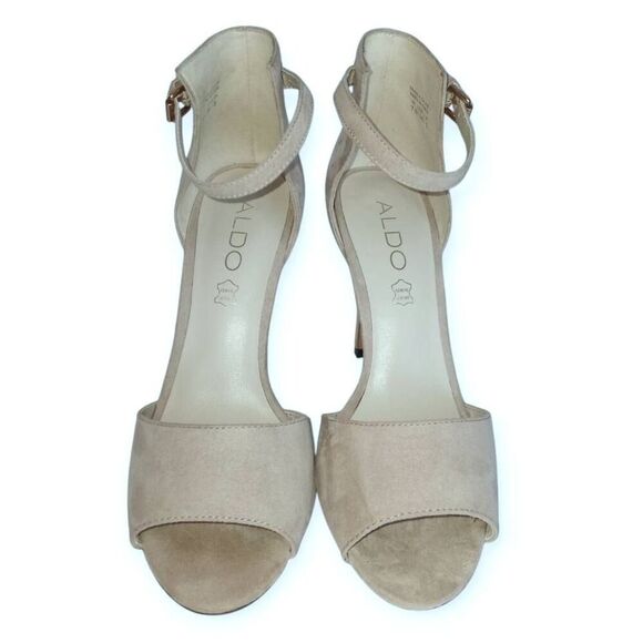 ALDO CREAM SUEDE ANKLE STRAP HEELS SZ.7.5 EUC. - Picture 3 of 11